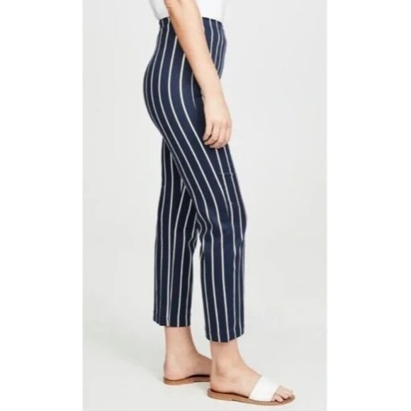 Reformation Trouser Pants Stretch Stripped Cropped Leg Size 10 - Picture 3 of 14